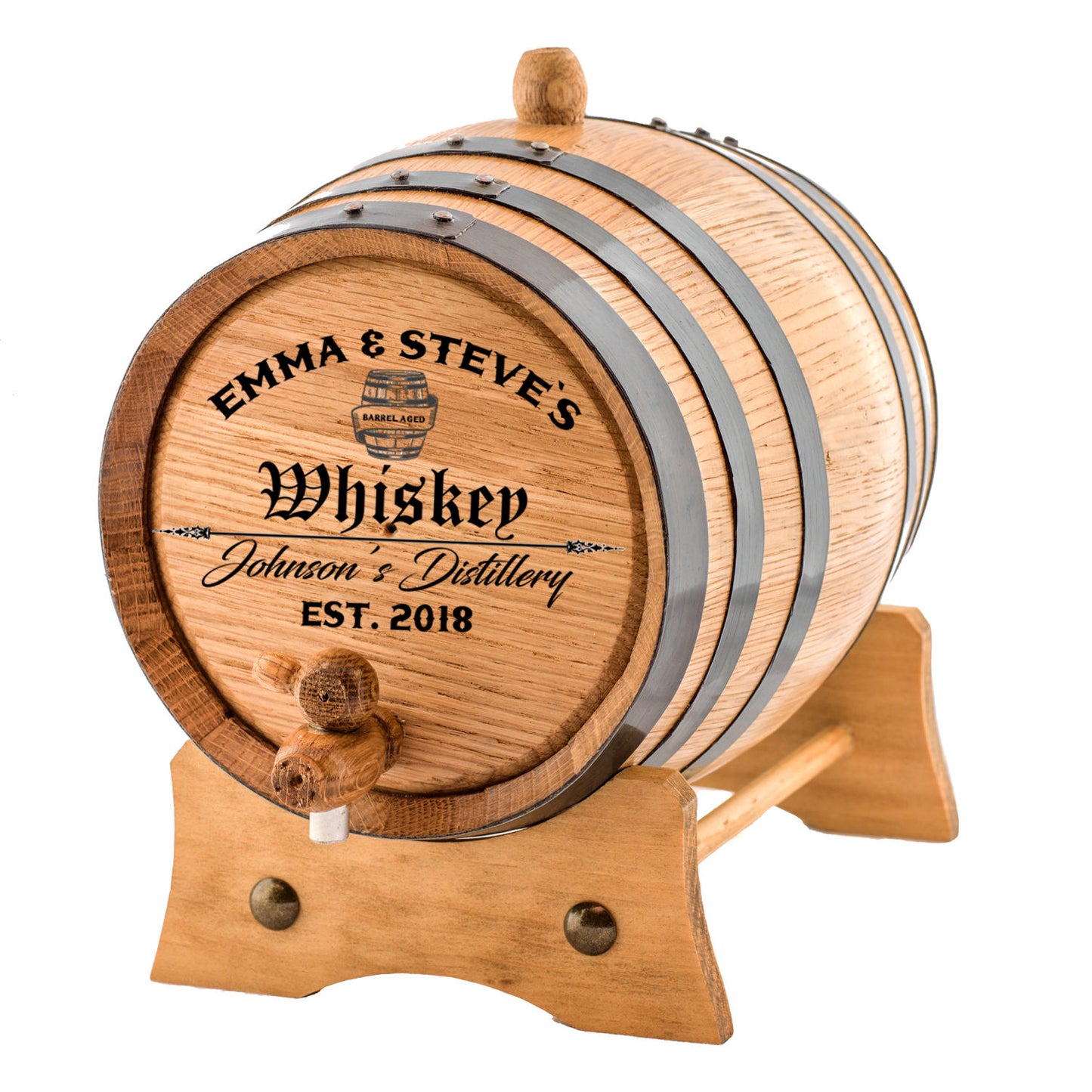 🥂Personalized - Custom Engraved American Premium Oak Aging Barrel - Age your own Whiskey, Beer, Wine, Bourbon, Tequila, Rum, Hot Sauce & More | Barrel Aged (3 Liters)