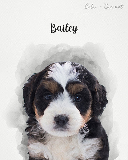 Watercolor Pet Portrait Photo Personalized Handmade Canvas Gift For Girlfriend Pet Memorial