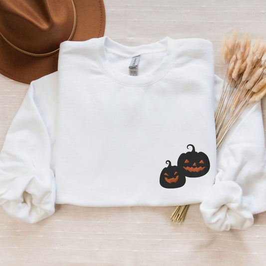 🎃🔥Halloween Pumpkin Sweatshirt Embroidered, Spooky Season Shirt