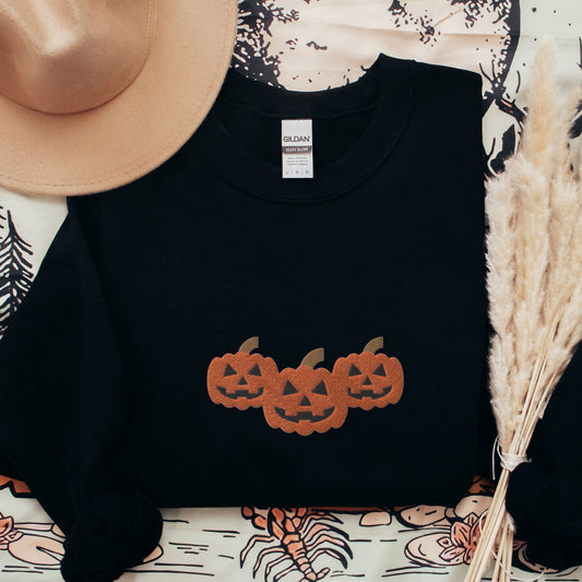 🎃🔥Halloween Pumpkin Sweatshirt Embroidered, Spooky Season Shirt