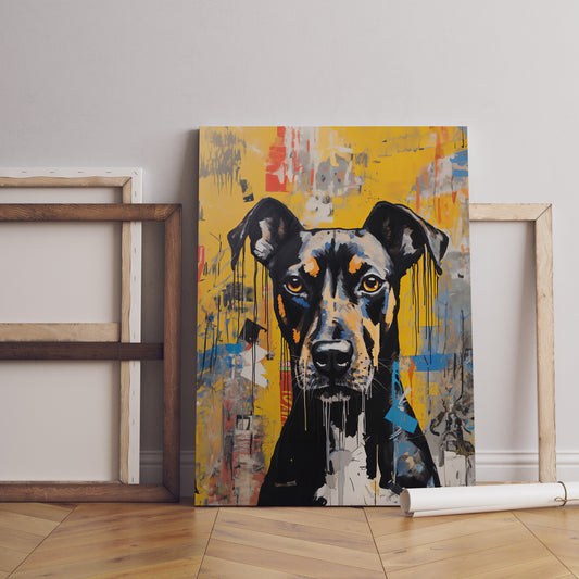 Black and Tan Dog Graffiti Pop Art Rolled Canvas
