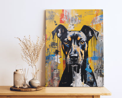 Black and Tan Dog Graffiti Pop Art Rolled Canvas