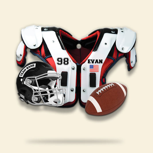 American Football Shoulder Pads And Helmet - Personalized Car Ornament And Keychain