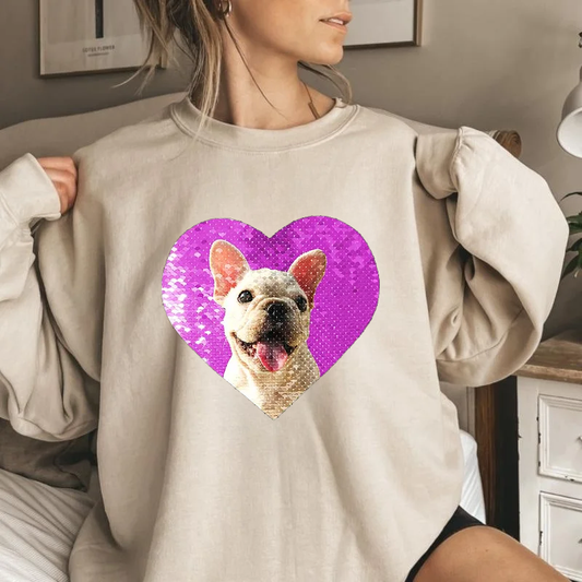 💕Hide Your Lover In Heart- Custom Pet Photo Flip Sequin Sweatshirt