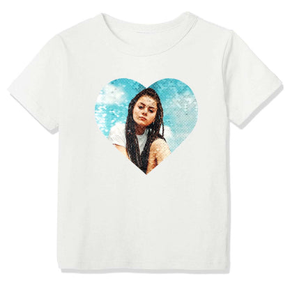 👧Little Girls Custom Flip Sequin Shirt (Heart)