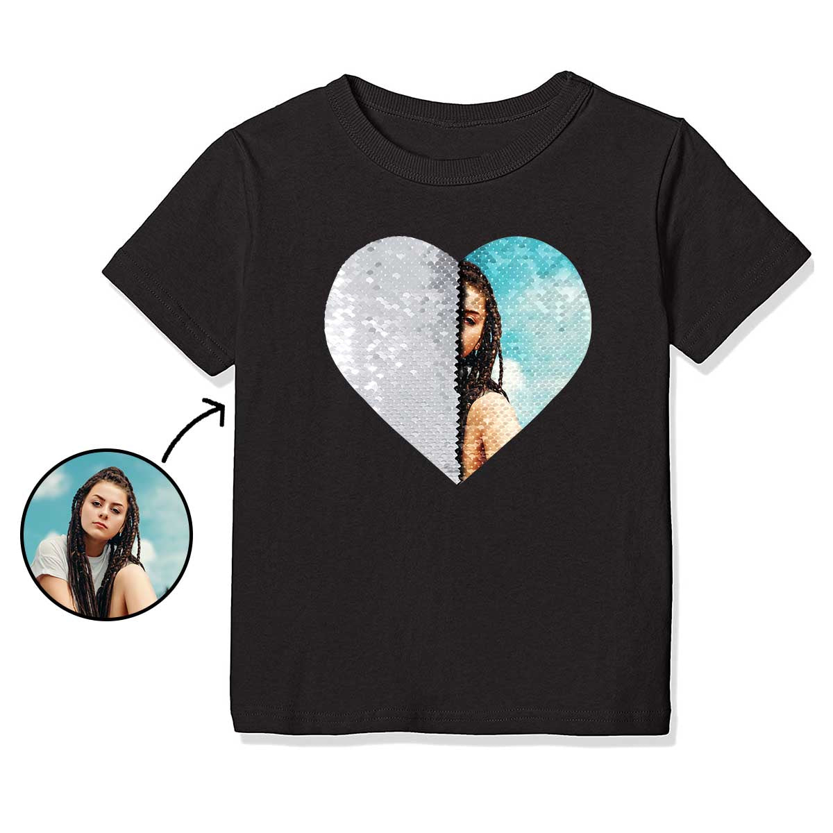 👧Little Girls Custom Flip Sequin Shirt (Heart)